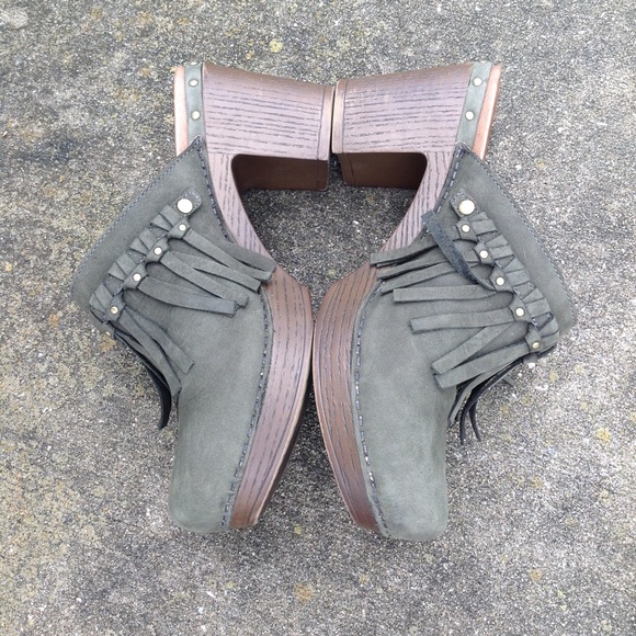 Dansko Deni Fringe Hunter Green Nubuck Clogs 40 - Picture 5 of 10